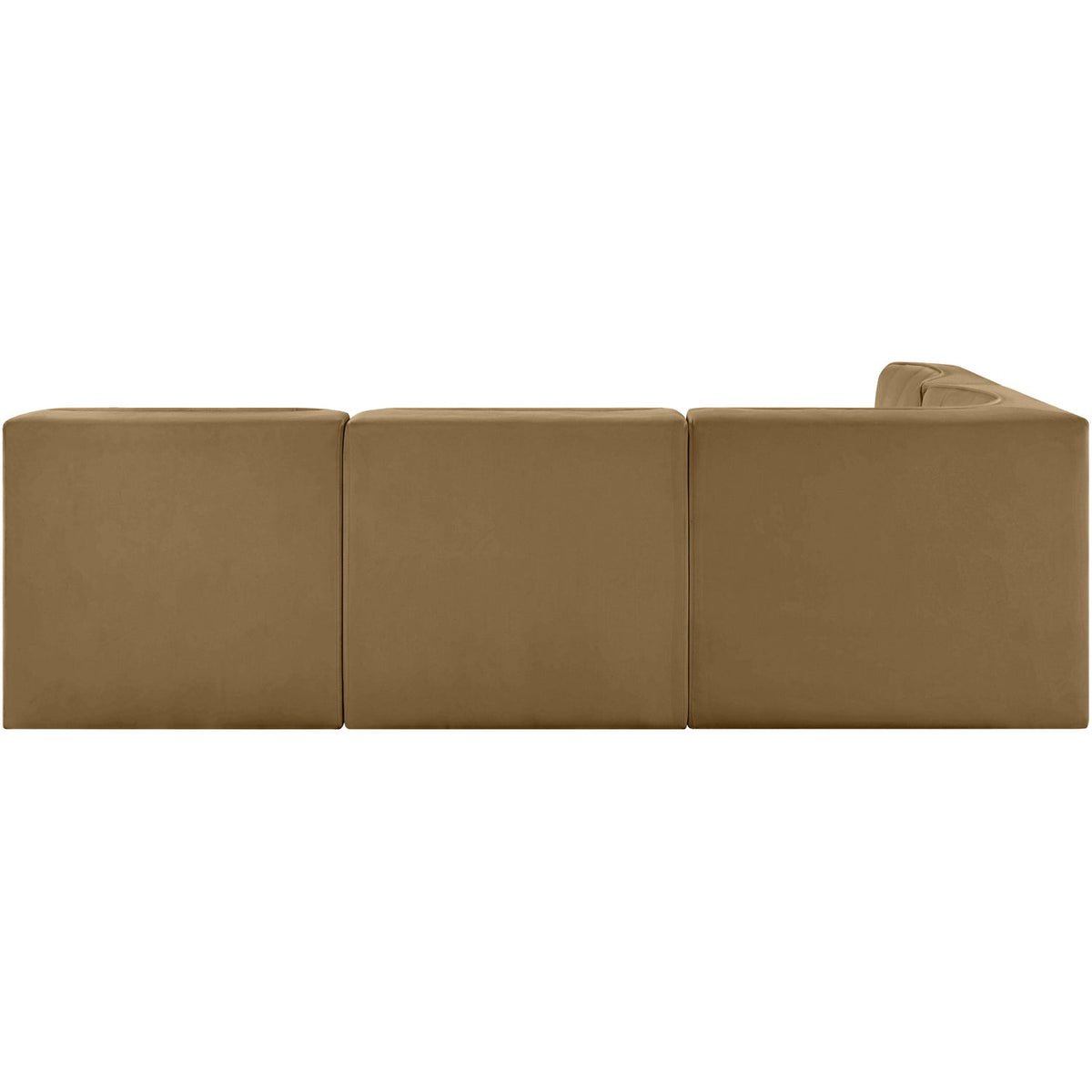 Rummi Saddle Velvet Performance Fabric Upholstered 4 Piece Modular Sectional Sofa