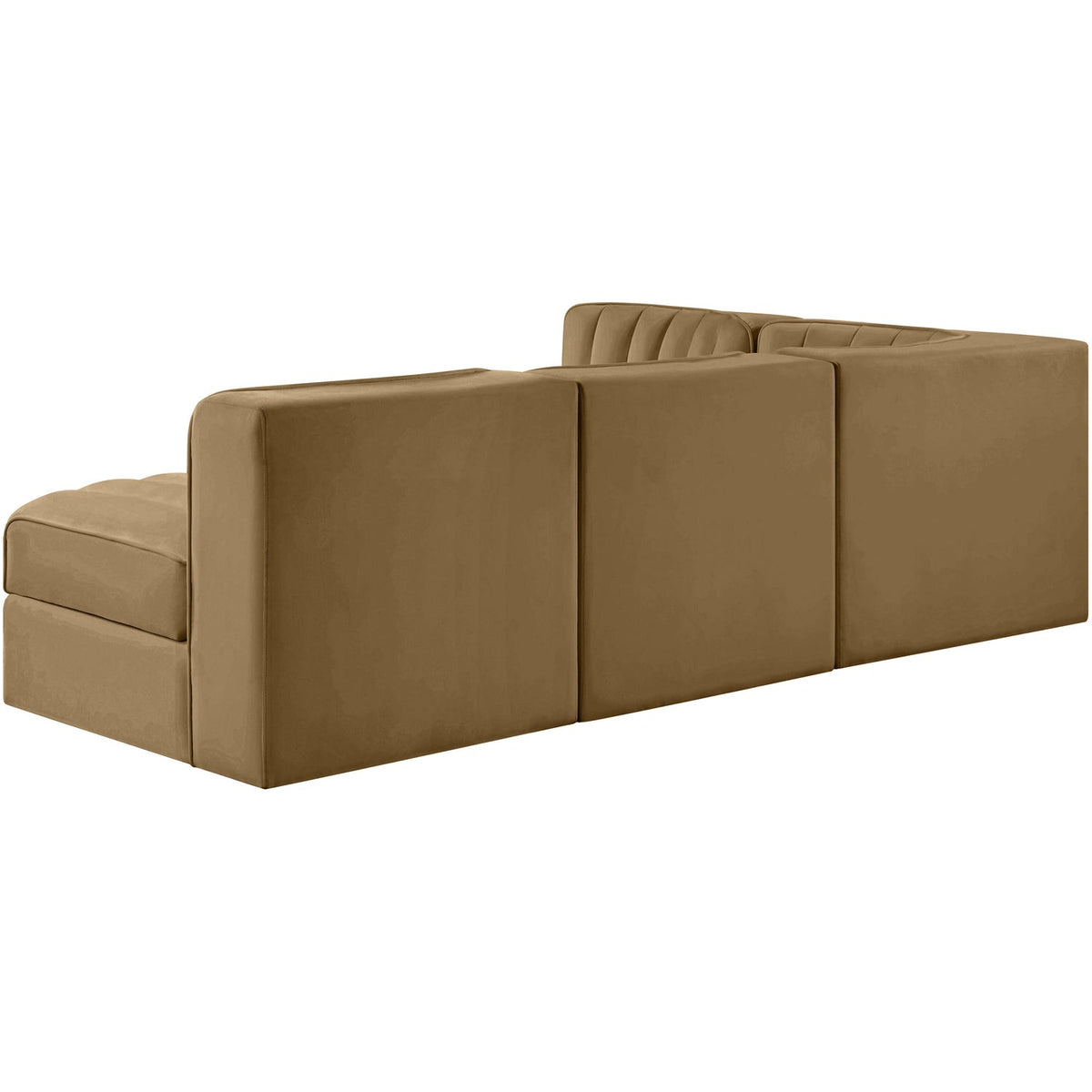 Rummi Saddle Velvet Performance Fabric Upholstered 4 Piece Modular Sectional Sofa