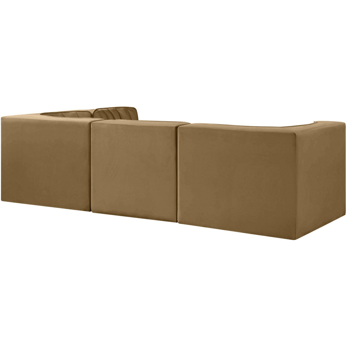 Rummi Saddle Velvet Performance Fabric Upholstered 4 Piece Modular Sectional Sofa