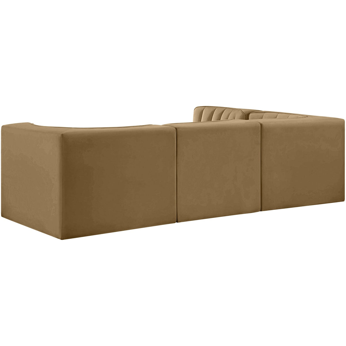 Rummi Saddle Velvet Performance Fabric Upholstered 4 Piece Modular Sectional Sofa