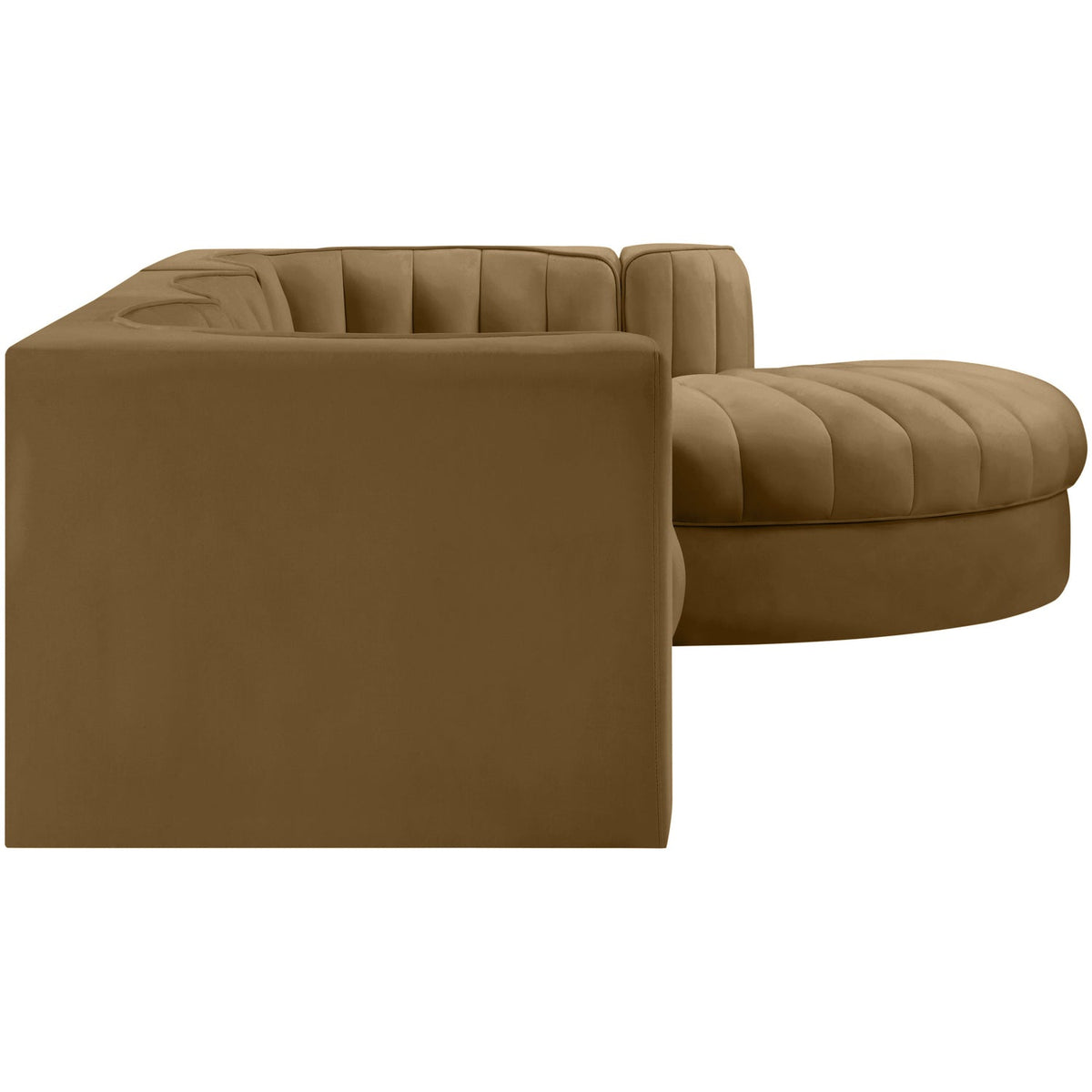 Rummi Saddle Velvet Performance Fabric Upholstered 4 Piece Modular Sectional Sofa