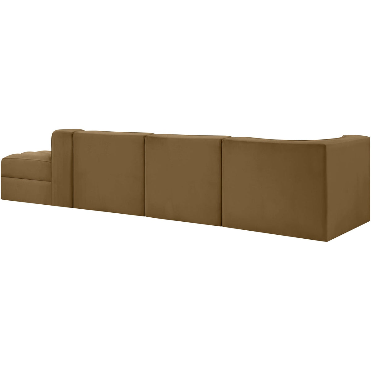 Rummi Saddle Velvet Performance Fabric Upholstered 4 Piece Modular Sectional Sofa