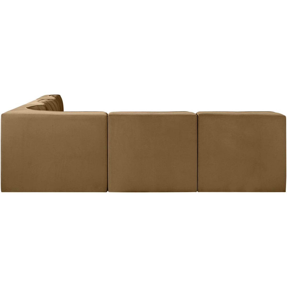 Rummi Saddle Velvet Performance Fabric Upholstered 5 Piece Modular Sectional Sofa