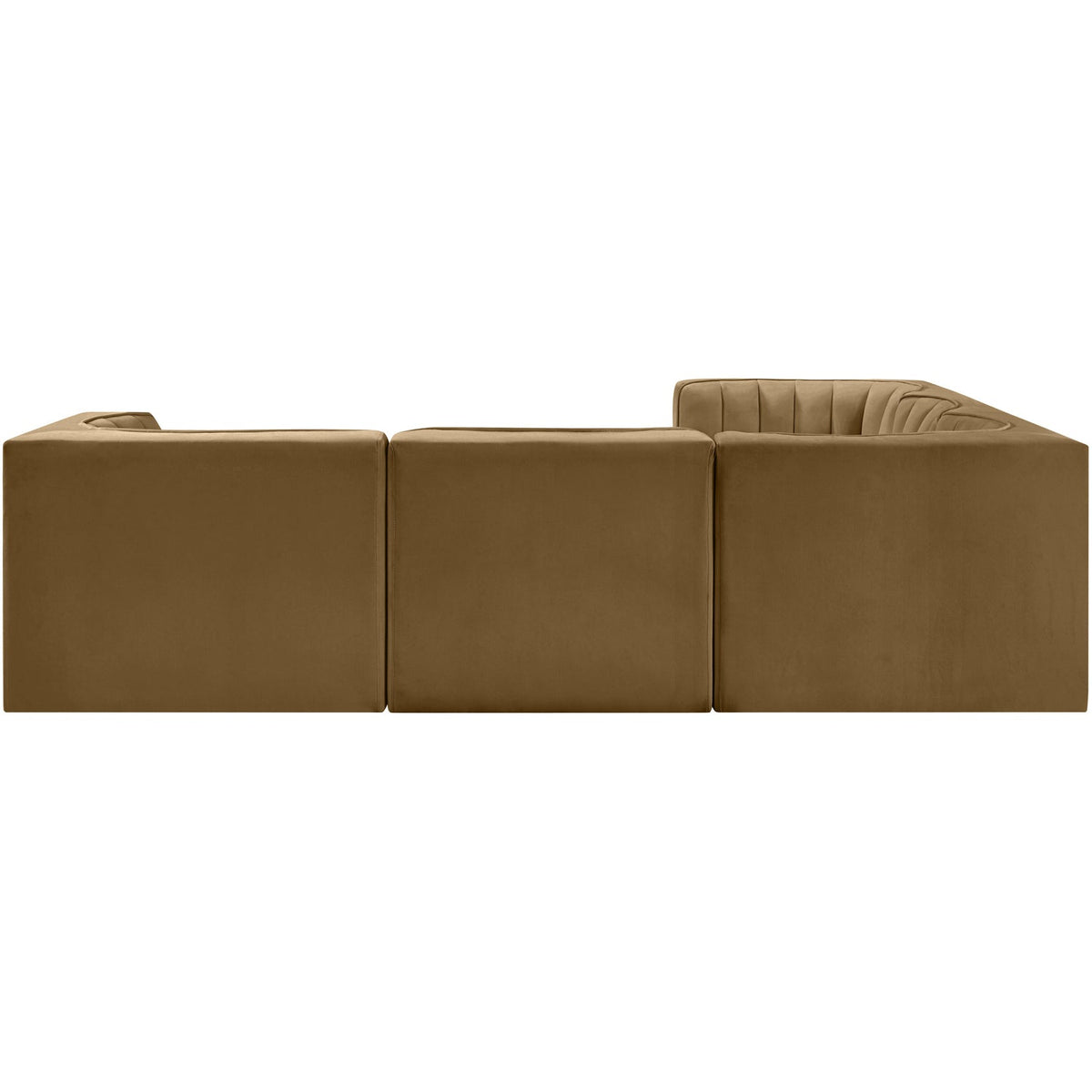 Rummi Saddle Velvet Performance Fabric Upholstered 5 Piece Modular Sectional Sofa