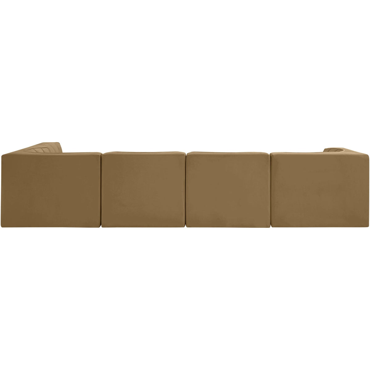 Rummi Saddle Velvet Performance Fabric Upholstered 5 Piece Modular Sectional Sofa