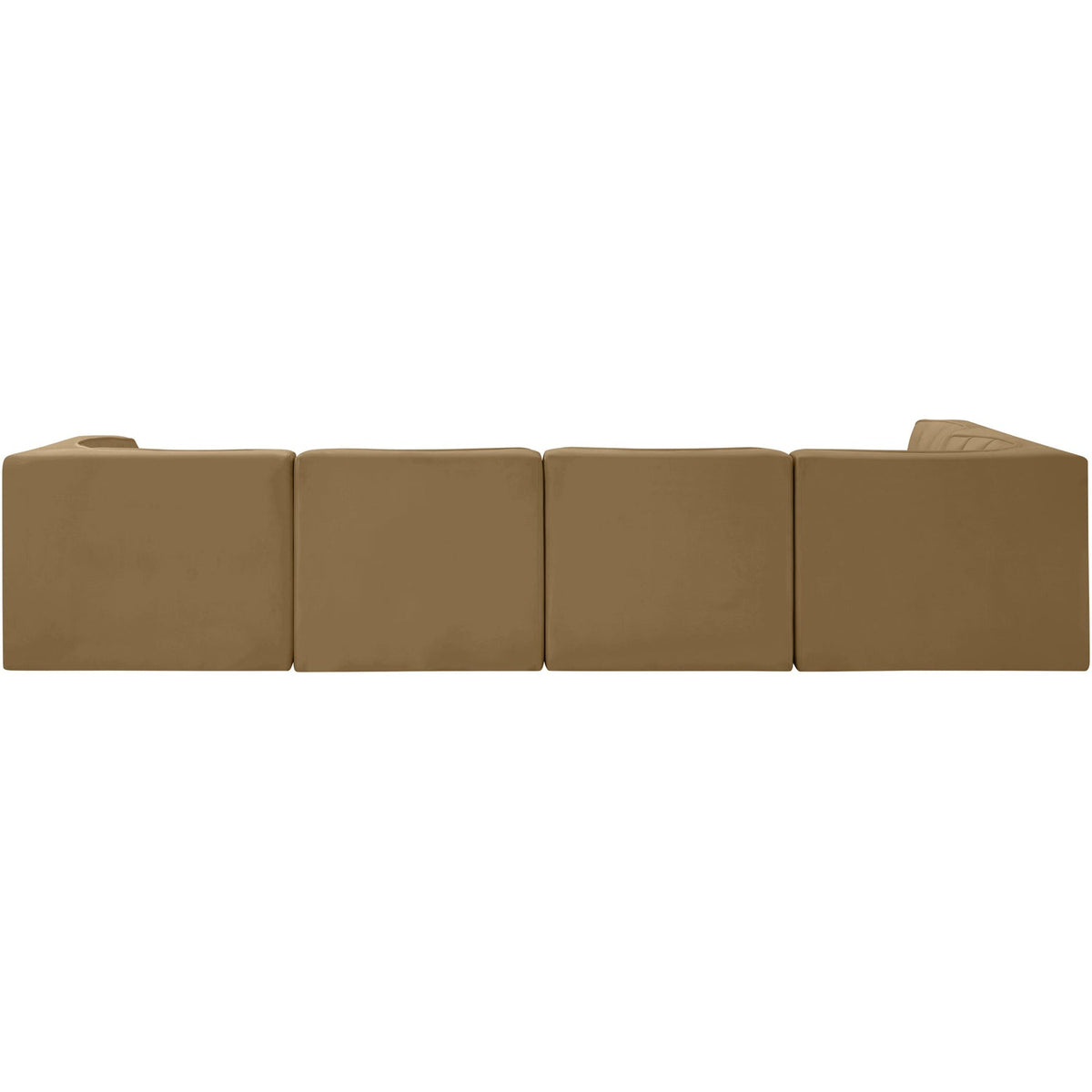 Rummi Saddle Velvet Performance Fabric Upholstered 5 Piece Modular Sectional Sofa