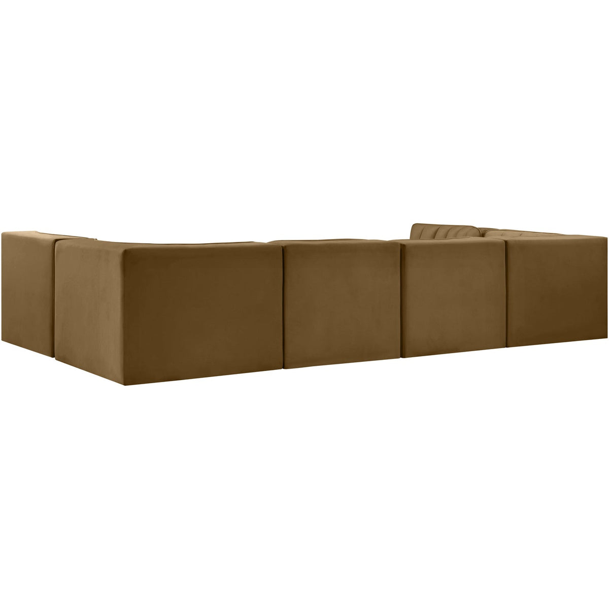 Rummi Saddle Velvet Performance Fabric Upholstered 6 Piece Modular Sectional Sofa