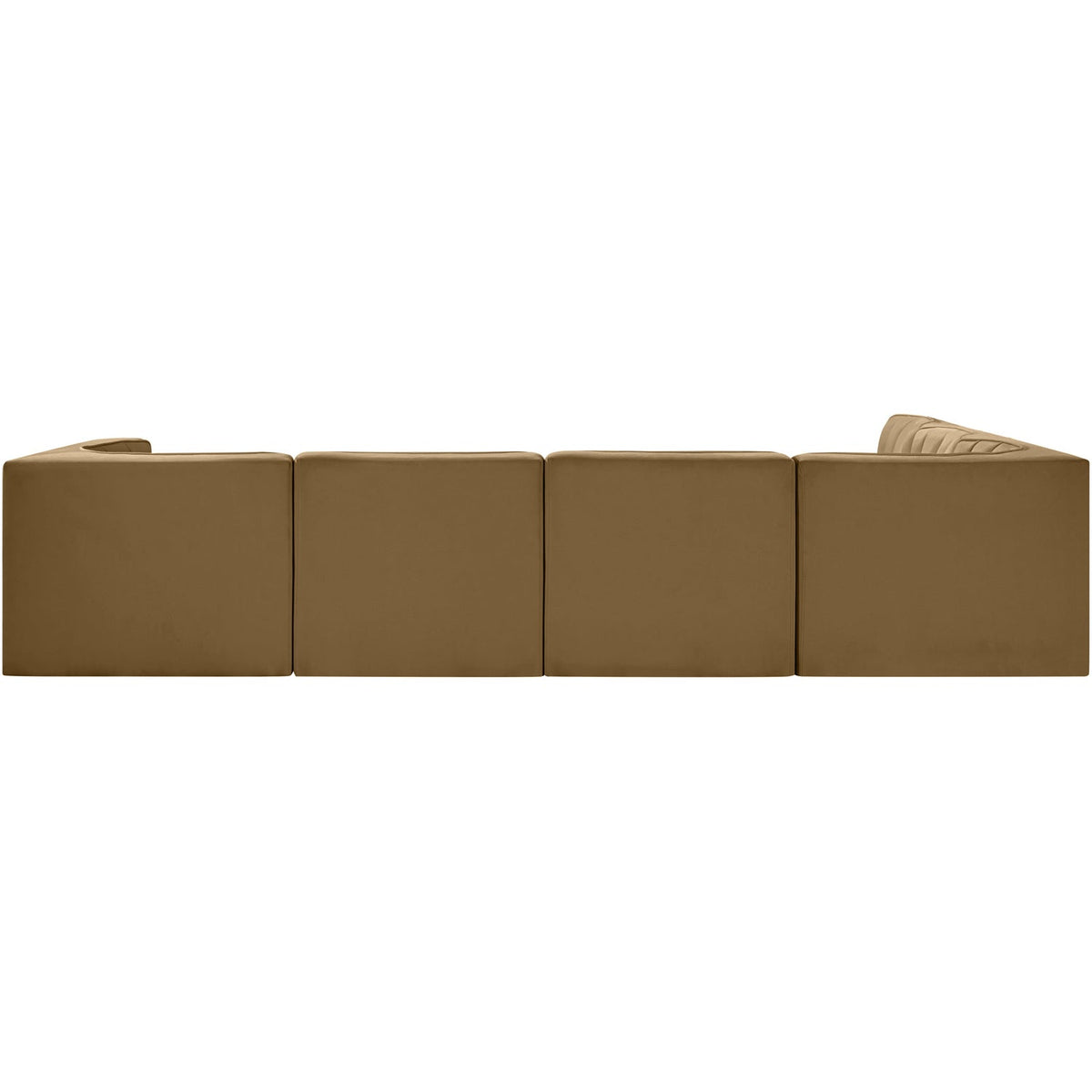 Rummi Saddle Velvet Performance Fabric Upholstered 6 Piece Modular Sectional Sofa