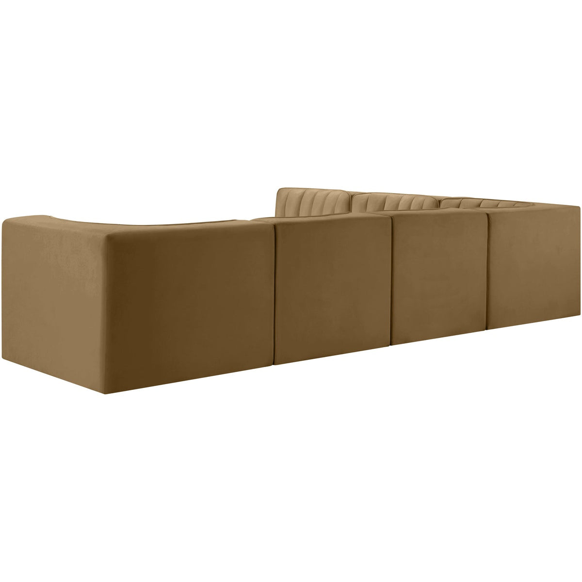 Rummi Saddle Velvet Performance Fabric Upholstered 6 Piece Modular Sectional Sofa