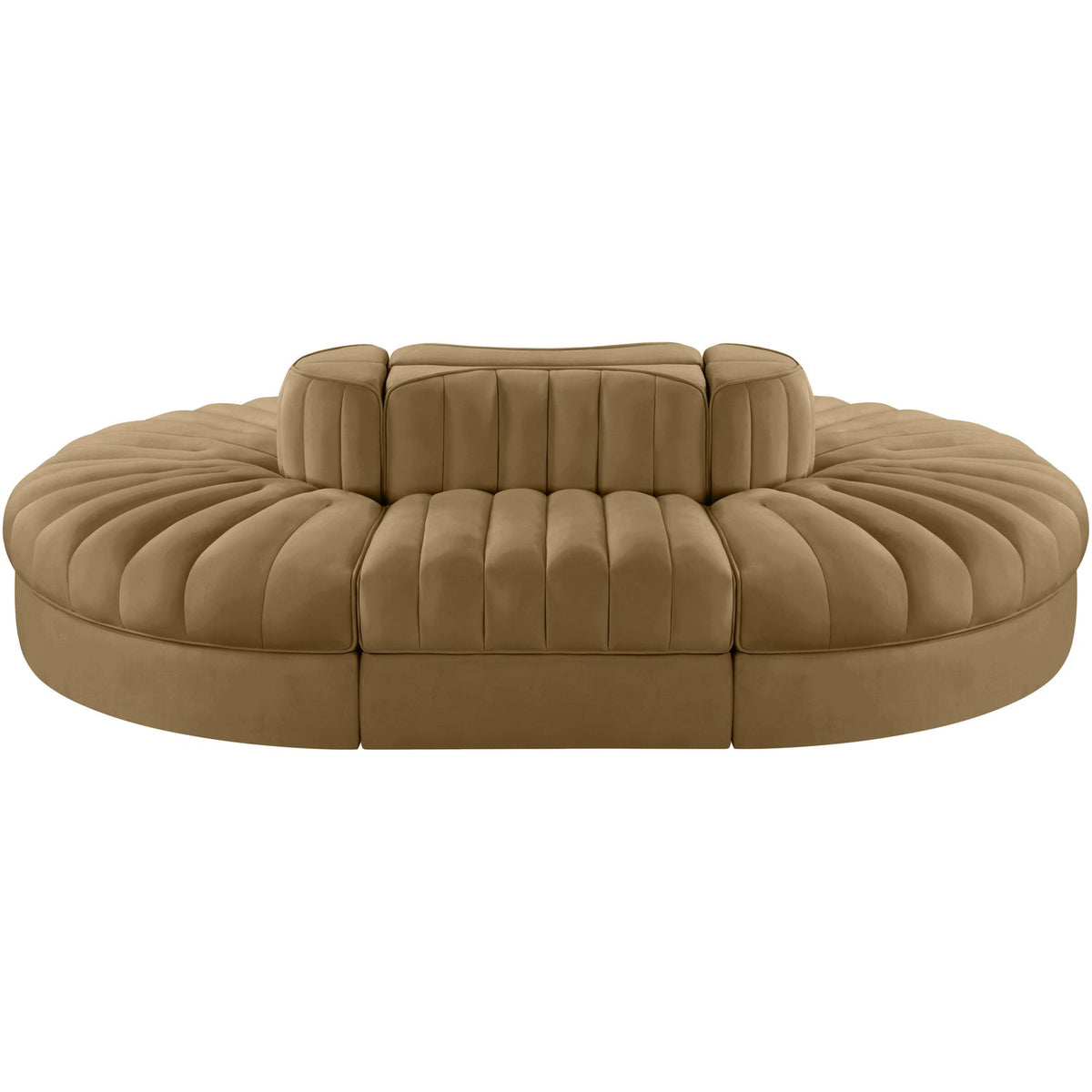Rummi Saddle Velvet Performance Fabric Upholstered 6 Piece Modular Sectional Sofa