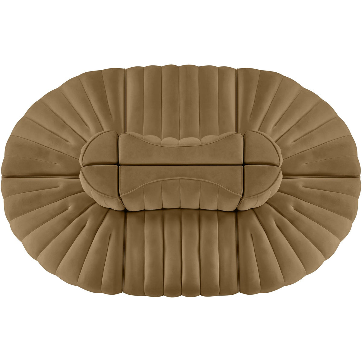 Rummi Saddle Velvet Performance Fabric Upholstered 6 Piece Modular Sectional Sofa