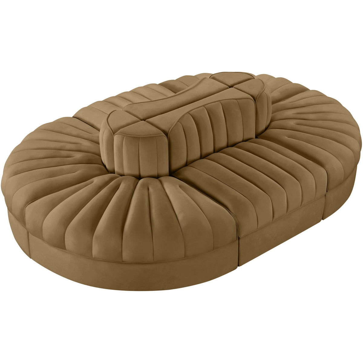 Rummi Saddle Velvet Performance Fabric Upholstered 6 Piece Modular Sectional Sofa