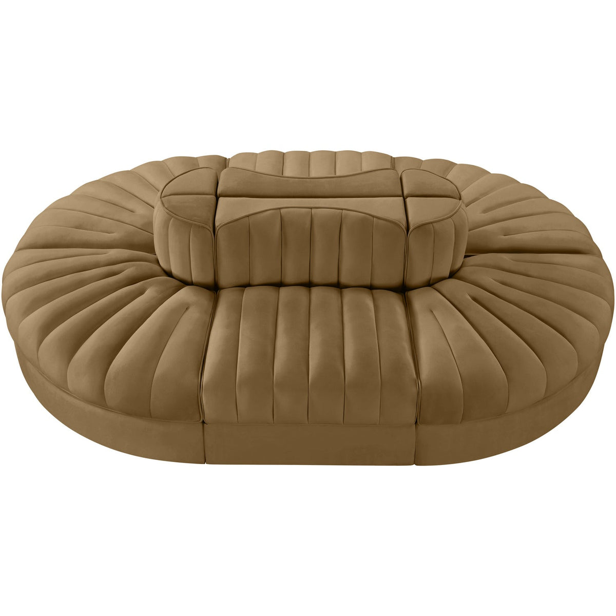 Rummi Saddle Velvet Performance Fabric Upholstered 6 Piece Modular Sectional Sofa
