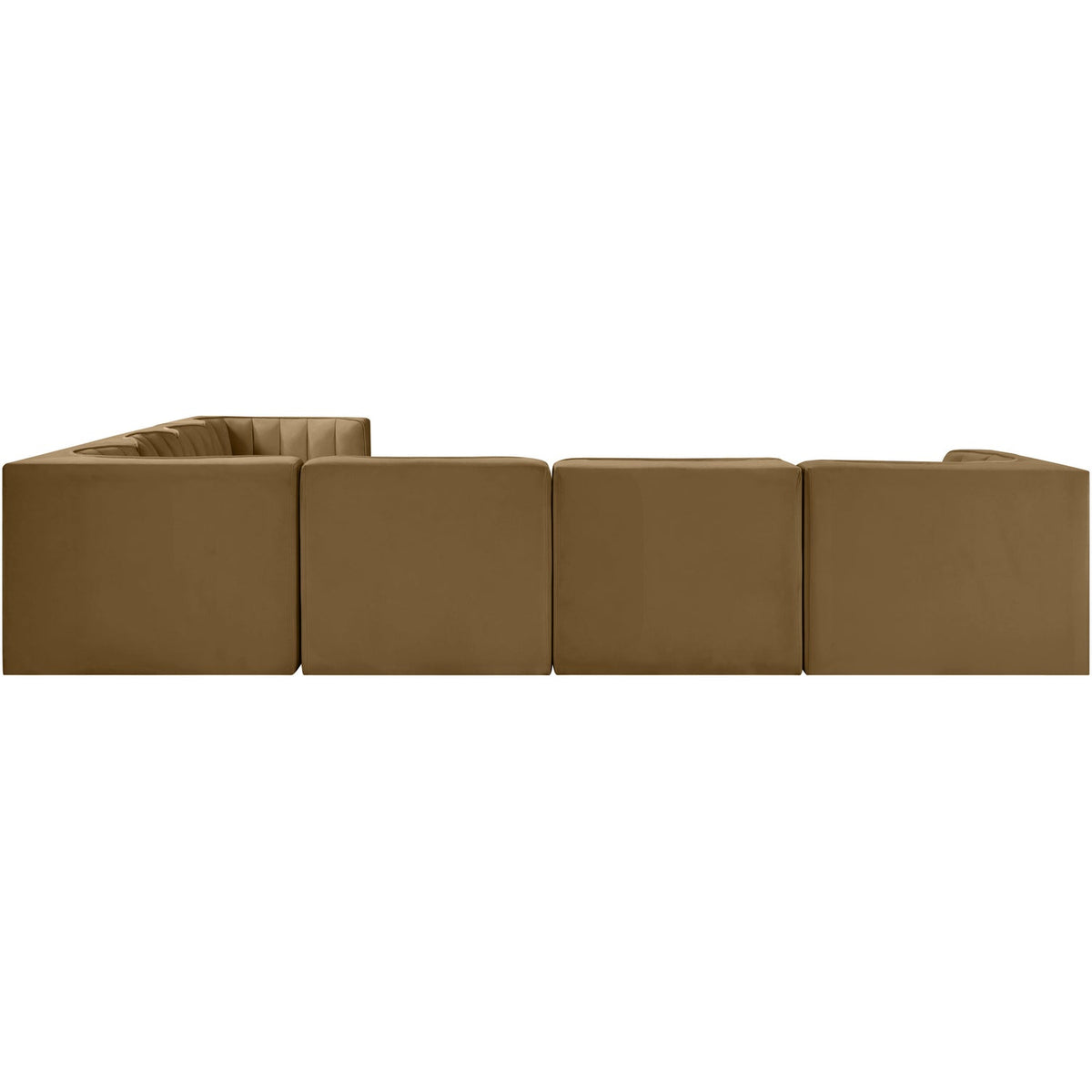 Rummi Saddle Velvet Performance Fabric Upholstered 7 Piece Modular Sectional Sofa