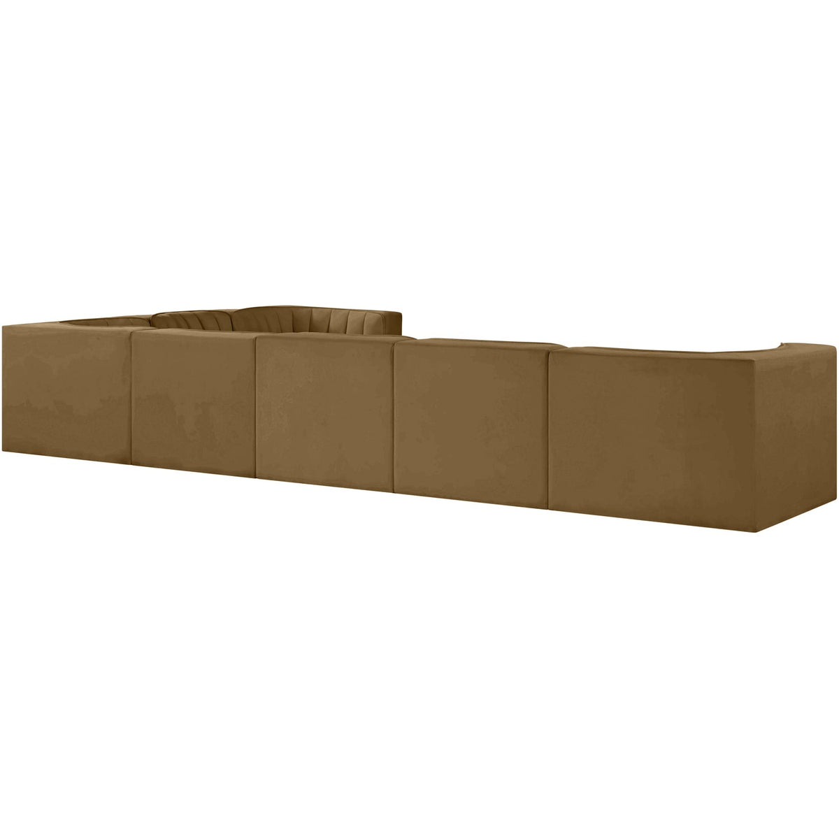 Rummi Saddle Velvet Performance Fabric Upholstered 7 Piece Modular Sectional Sofa