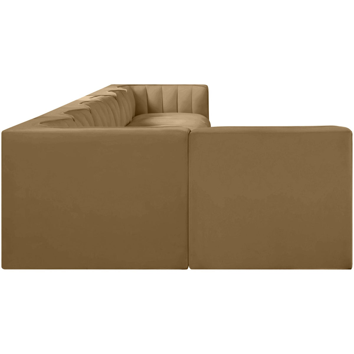 Rummi Saddle Velvet Performance Fabric Upholstered 7 Piece Modular Sectional Sofa