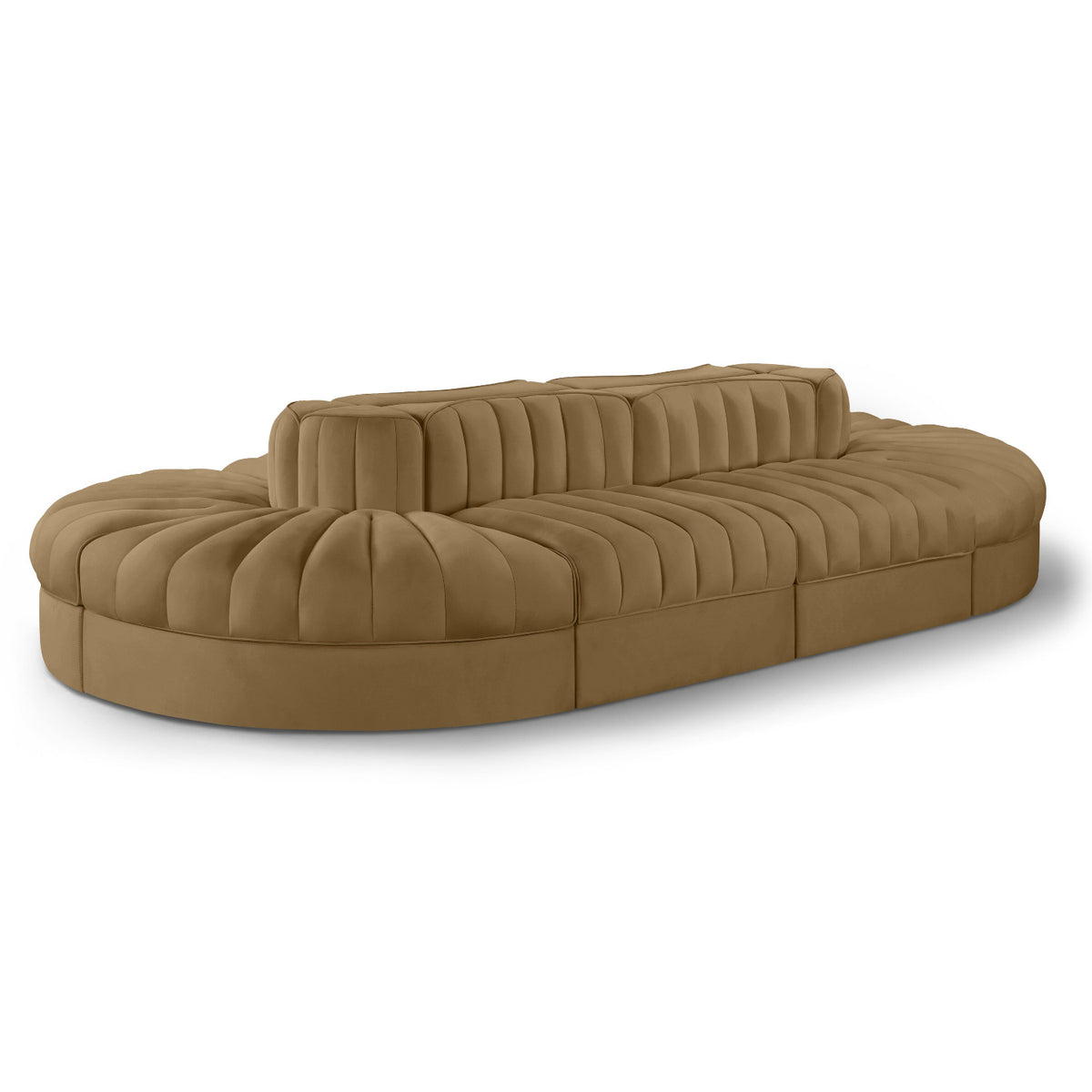 Rummi Saddle Velvet Performance Fabric Upholstered 8pc. Modular Sectional in Saddle velvet, 156"W, primary product view