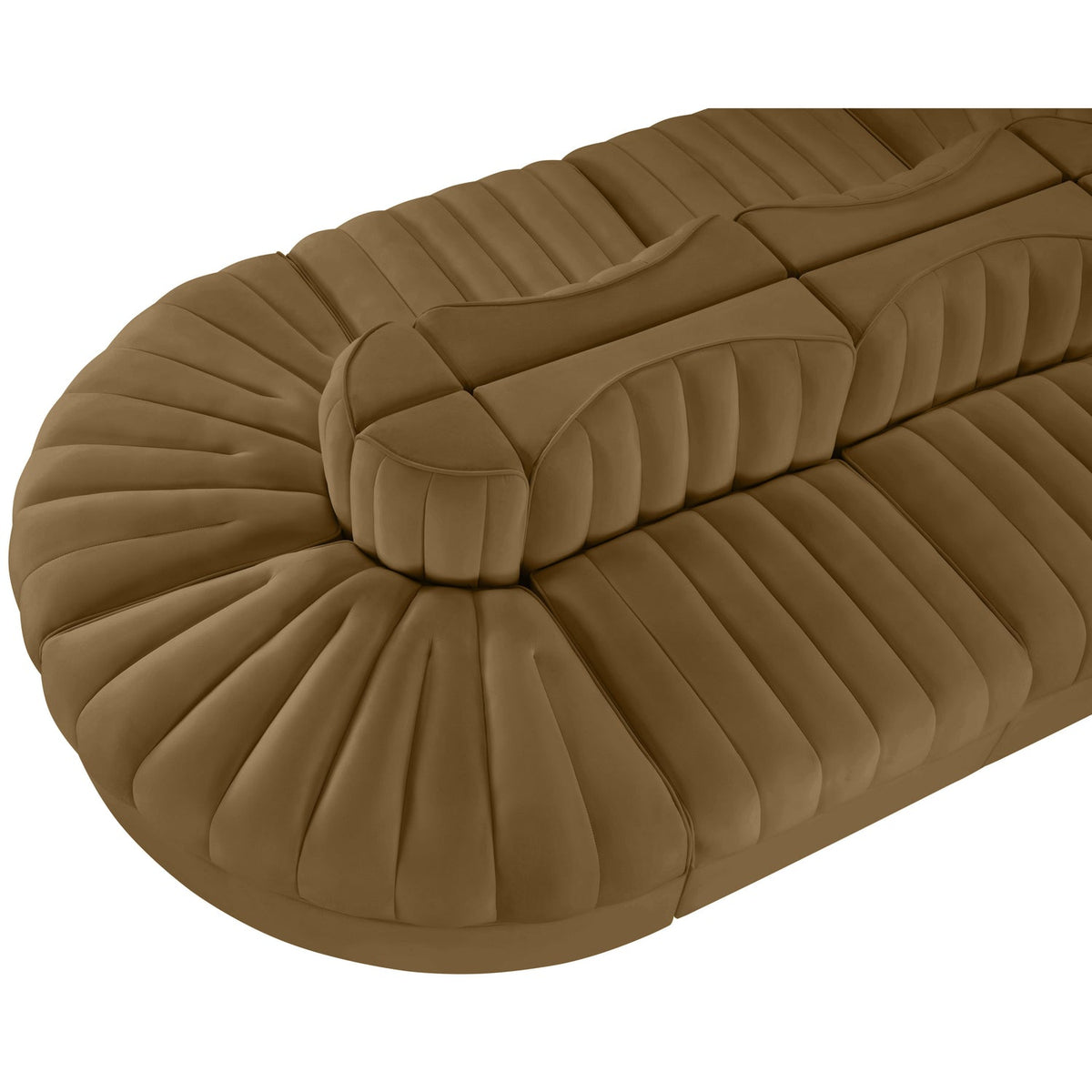 Rummi Saddle Velvet Performance Fabric Upholstered 8 Piece Modular Sectional Sofa