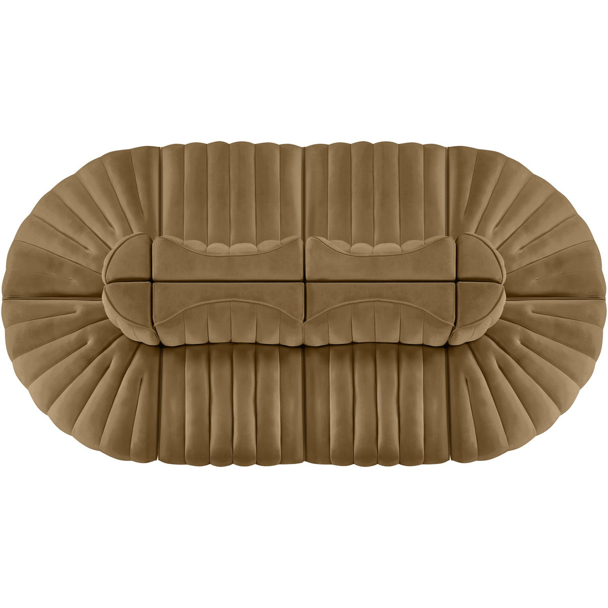 Rummi Saddle Velvet Performance Fabric Upholstered 8 Piece Modular Sectional Sofa