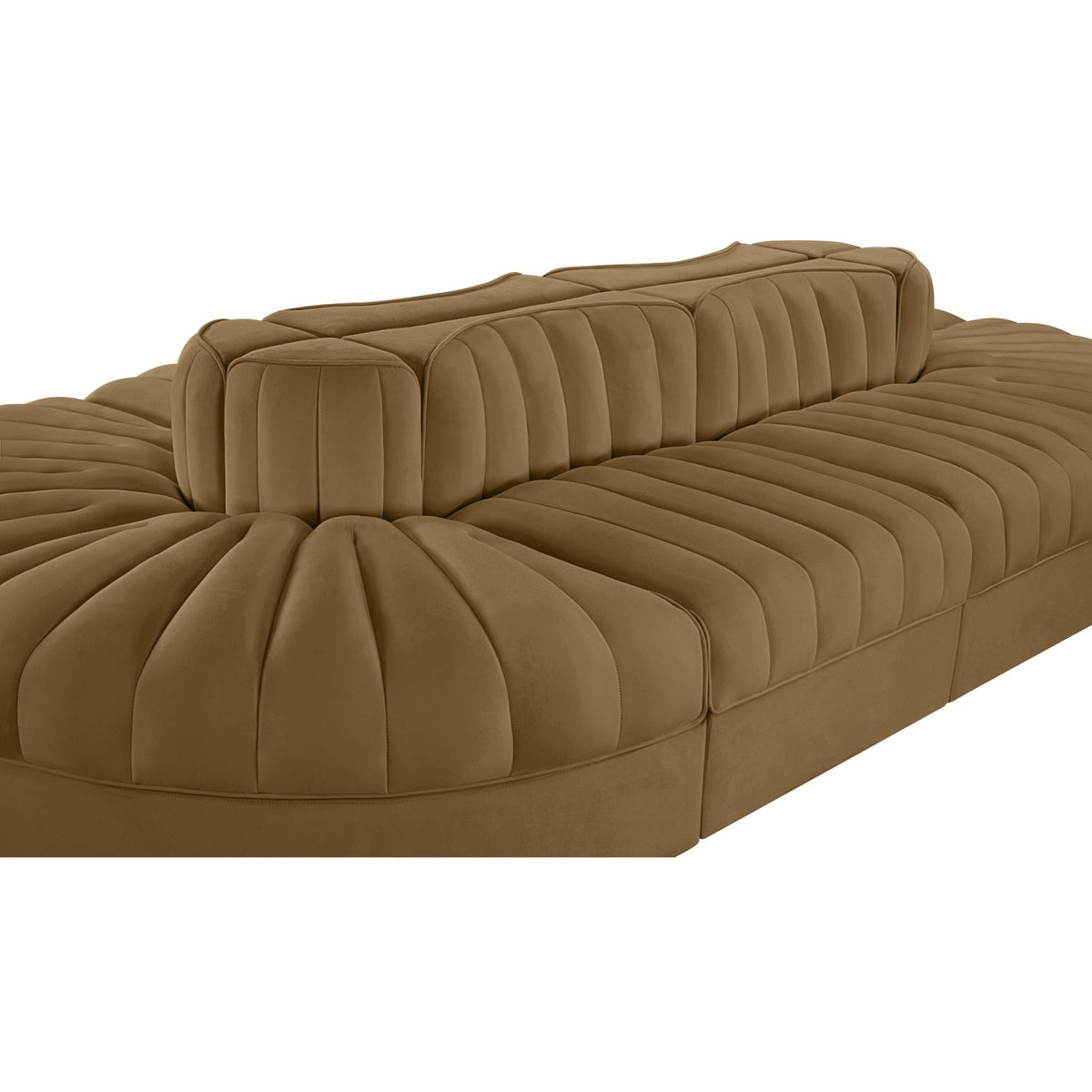 Rummi Saddle Velvet Performance Fabric Upholstered 8 Piece Modular Sectional Sofa