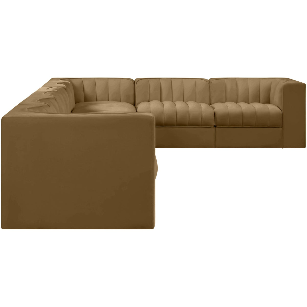 Rummi Saddle Velvet Performance Fabric Upholstered 8 Piece Modular Sectional Sofa