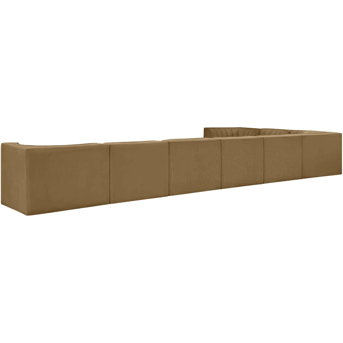 Rummi Saddle Velvet Performance Fabric Upholstered 8 Piece Modular Sectional Sofa