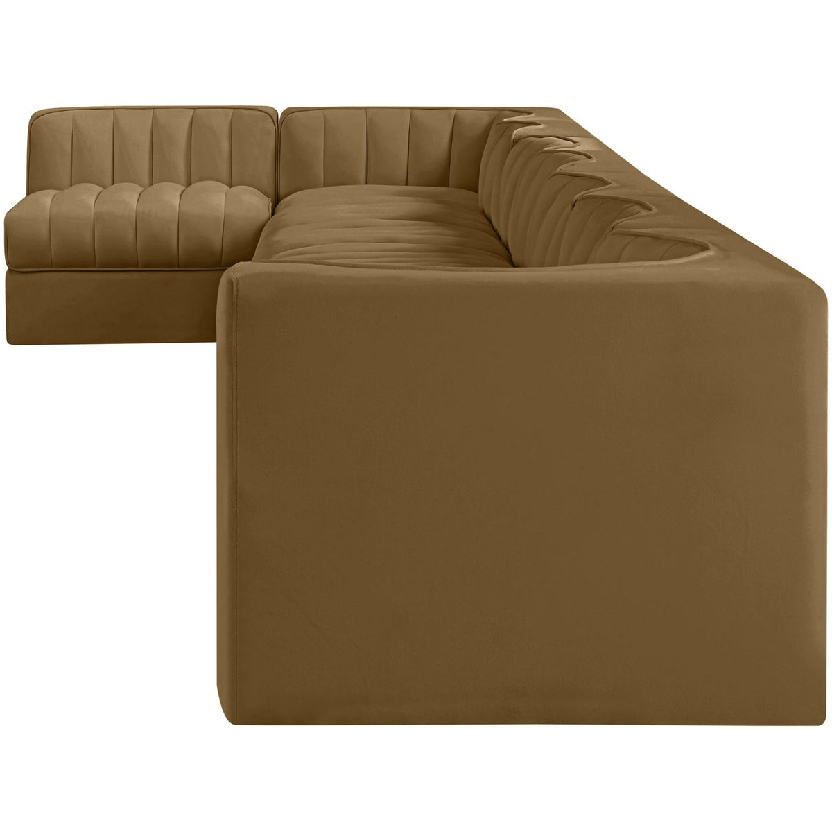Rummi Saddle Velvet Performance Fabric Upholstered 8 Piece Modular Sectional Sofa
