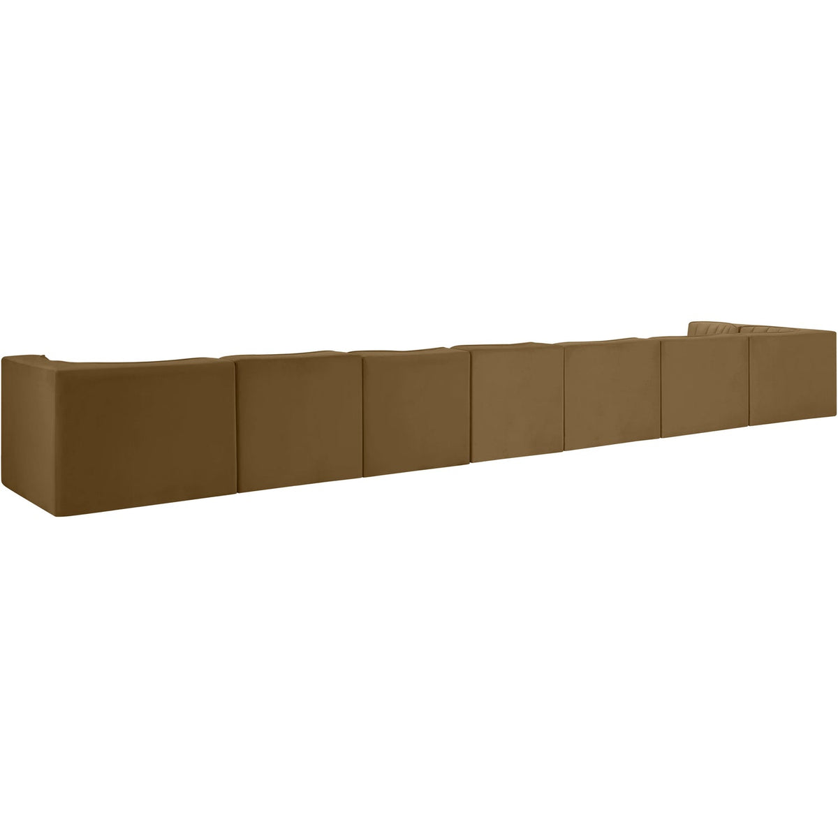 Rummi Saddle Velvet Performance Fabric Upholstered 8 Piece Modular Sectional Sofa