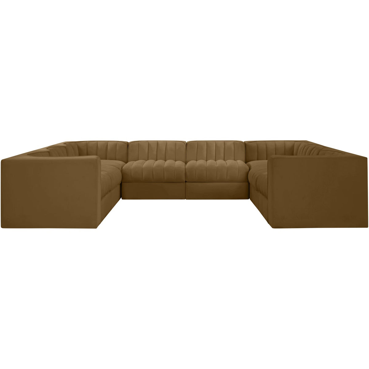 Rummi Saddle Velvet Performance Fabric Upholstered Modular Sectional Sofa