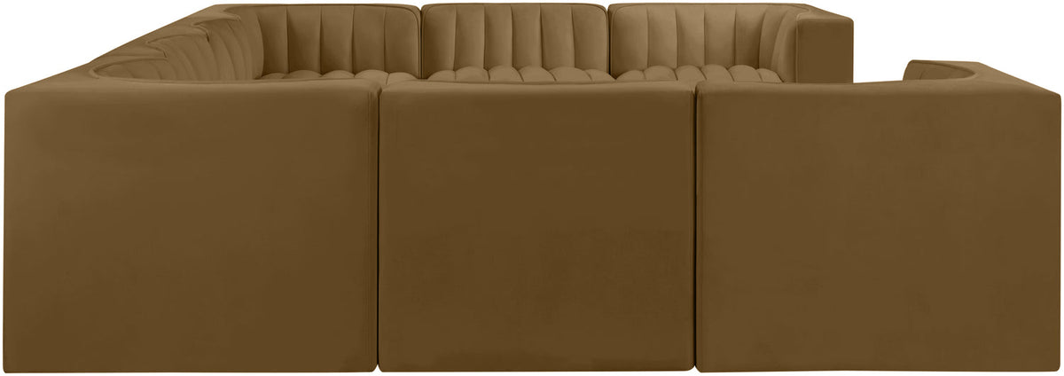 Rummi Saddle Velvet Performance Fabric Upholstered Modular Sectional Sofa