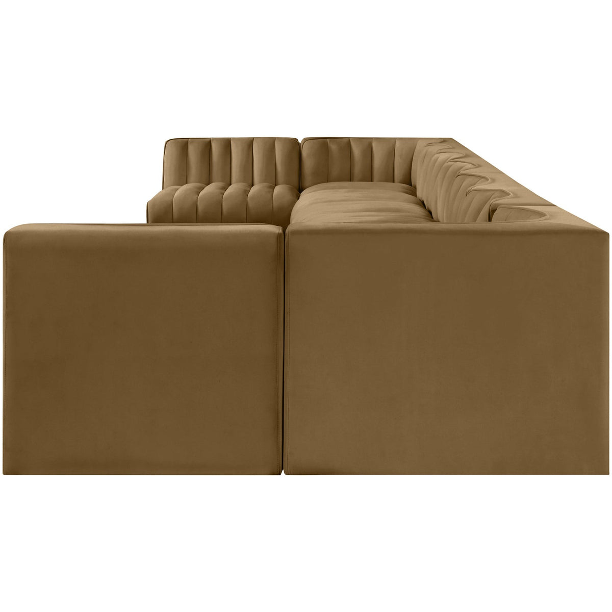 Rummi Saddle Velvet Performance Fabric Upholstered 9 Piece Modular Sectional Sofa
