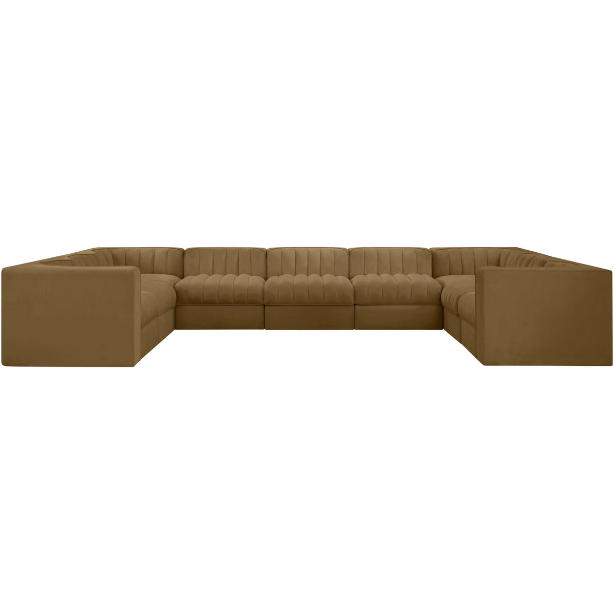 Rummi Saddle Velvet Performance Fabric Upholstered 9 Piece Modular Sectional Sofa