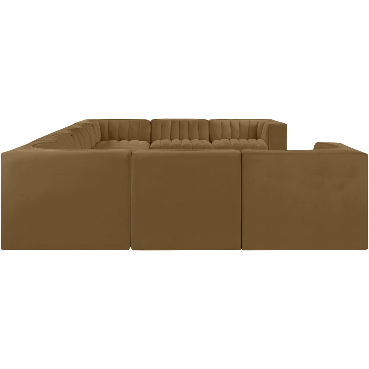 Rummi Saddle Velvet Performance Fabric Upholstered 9 Piece Modular Sectional Sofa