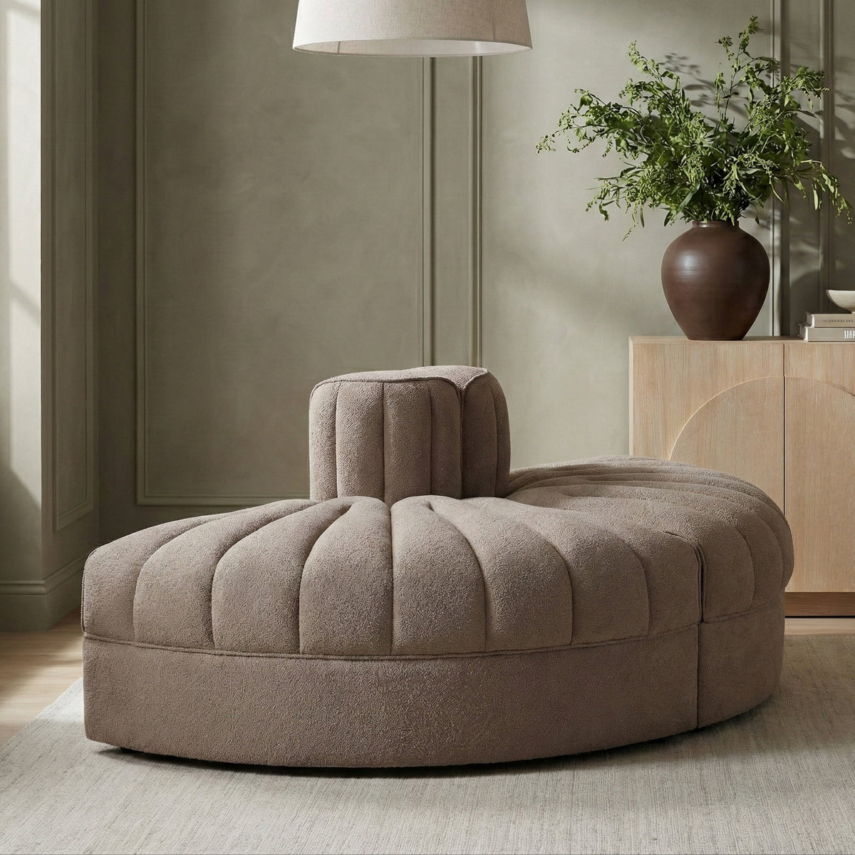 Rummi Taupe Velvet Performance Fabric Upholstered 2Piece. Modular Sofa