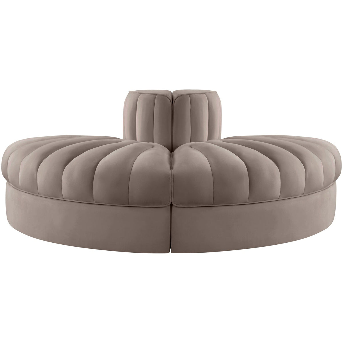 Rummi Taupe Velvet Performance Fabric Upholstered 2 Piece Modular Sofa