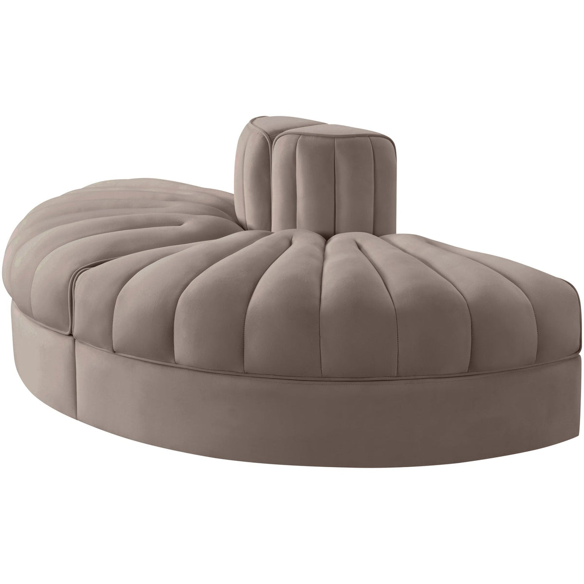 Rummi Taupe Velvet Performance Fabric Upholstered 2 Piece Modular Sofa