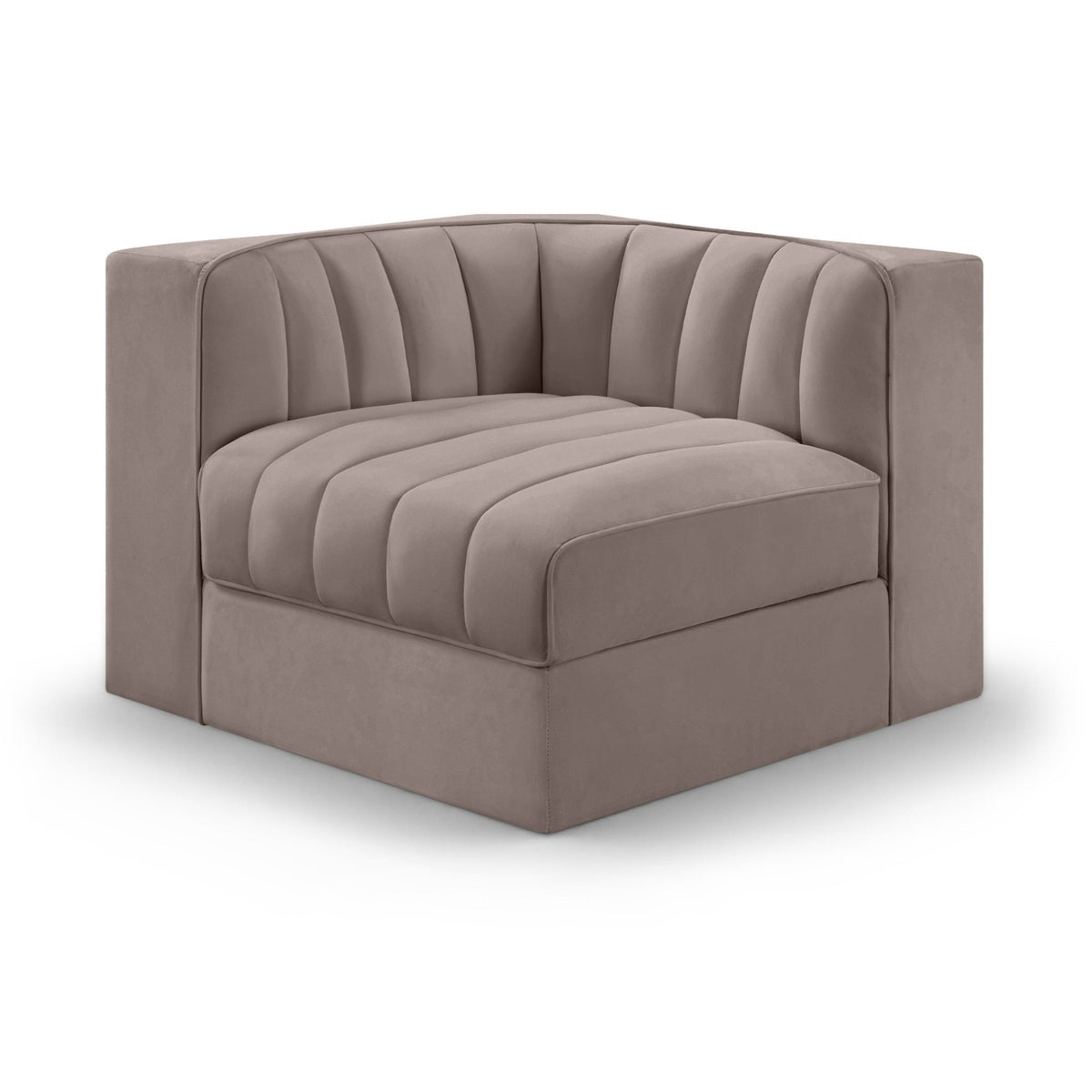 Rummi Taupe Velvet Performance Fabric Upholstered Modular Chair in taupe performance velvet, primary product view