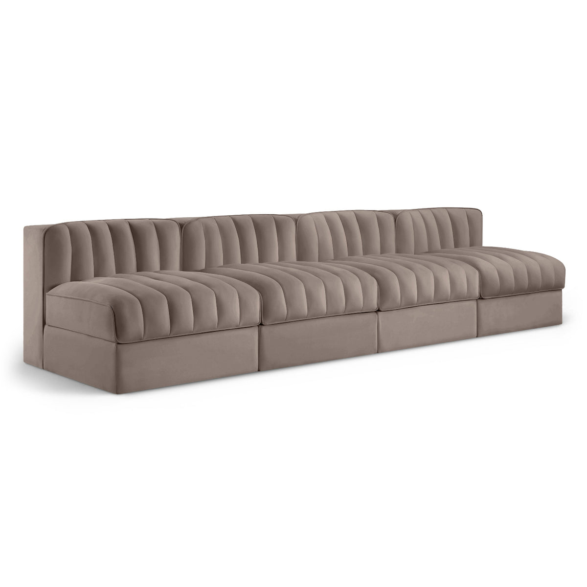 Rummi Taupe Velvet Performance Fabric Upholstered 4pc. Modular Sofa in taupe velvet, primary product view