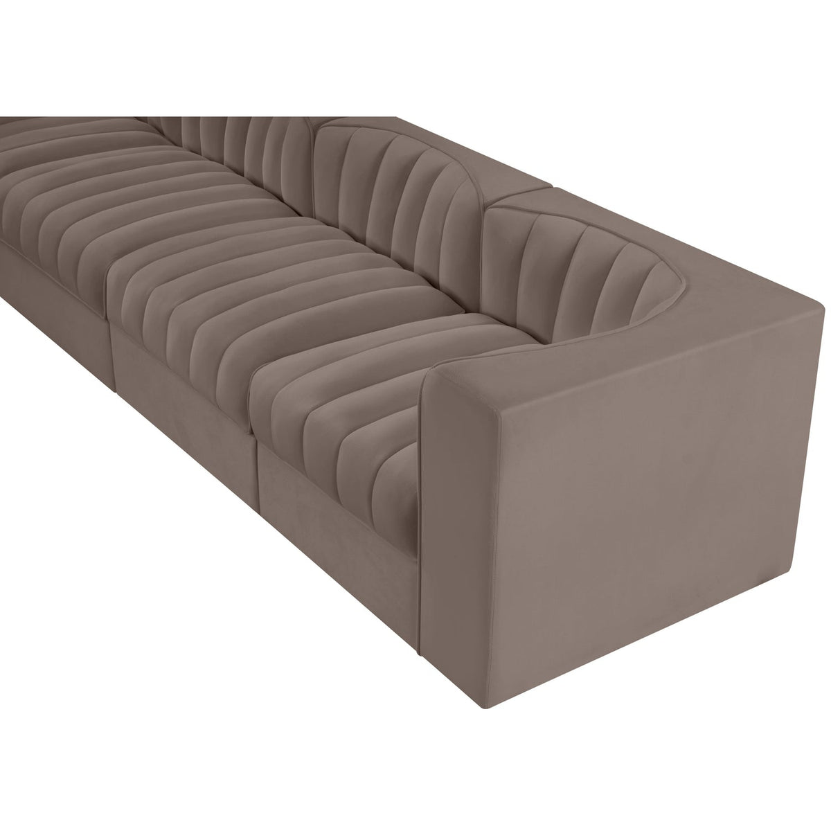 Rummi Taupe Velvet Performance Fabric Upholstered 4 Piece Modular Sofa