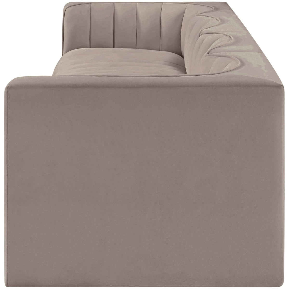 Rummi Taupe Velvet Performance Fabric Upholstered 4 Piece Modular Sofa