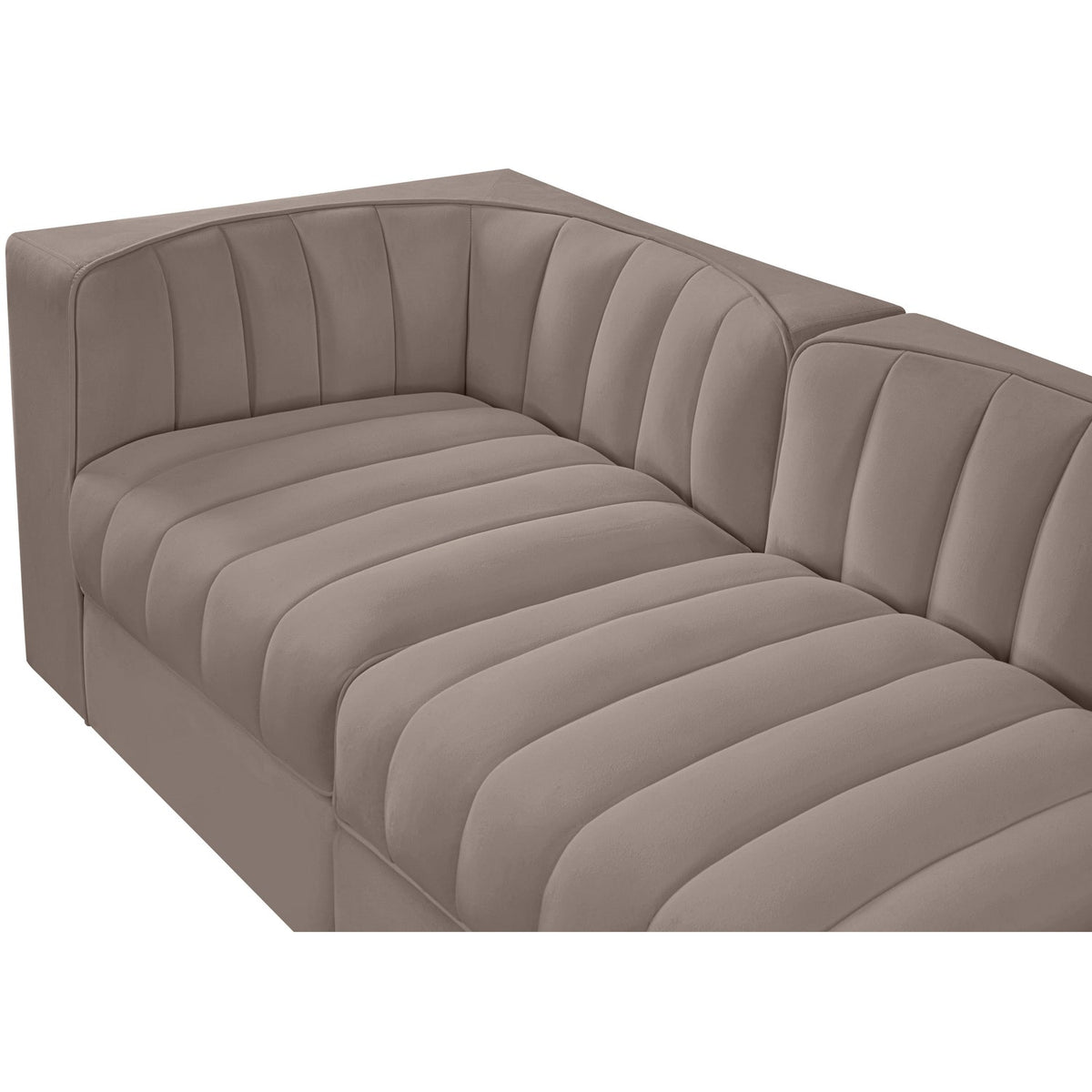 Rummi Taupe Velvet Performance Fabric Upholstered 5 Piece Modular Sofa