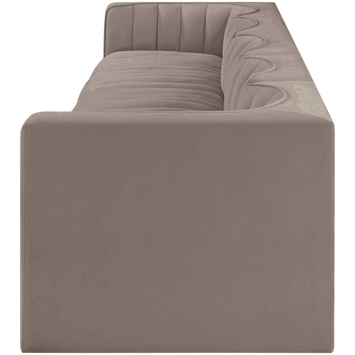 Rummi Taupe Velvet Performance Fabric Upholstered 5 Piece Modular Sofa
