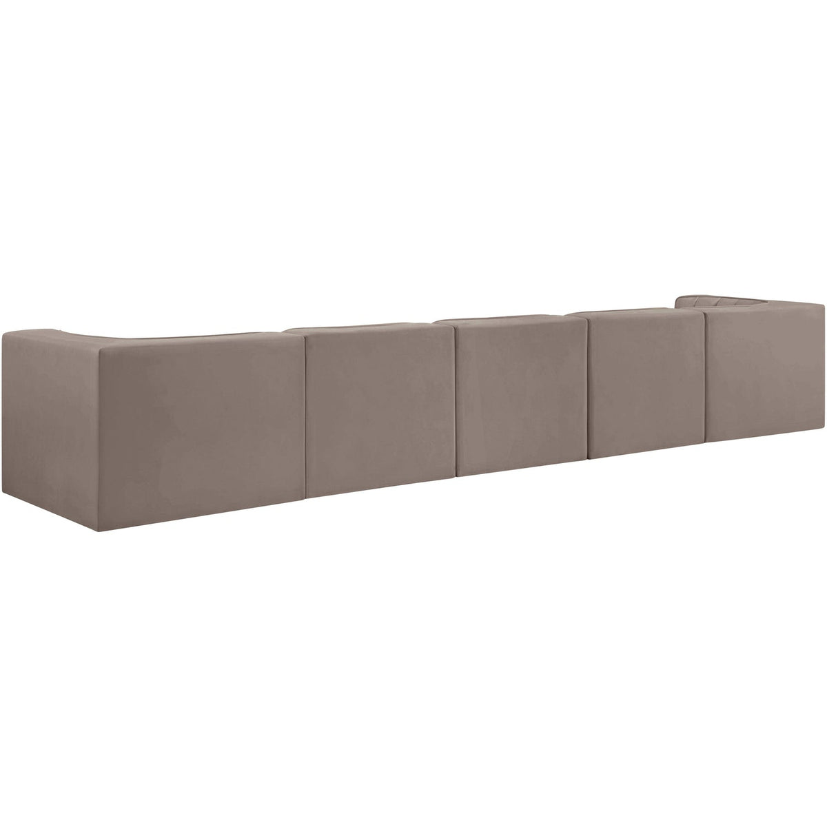Rummi Taupe Velvet Performance Fabric Upholstered 5 Piece Modular Sofa