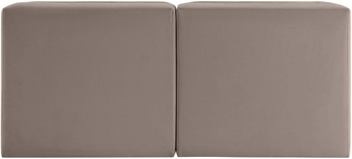 Rummi Taupe Velvet Performance Fabric Upholstered 2 Piece Modular Loveseat