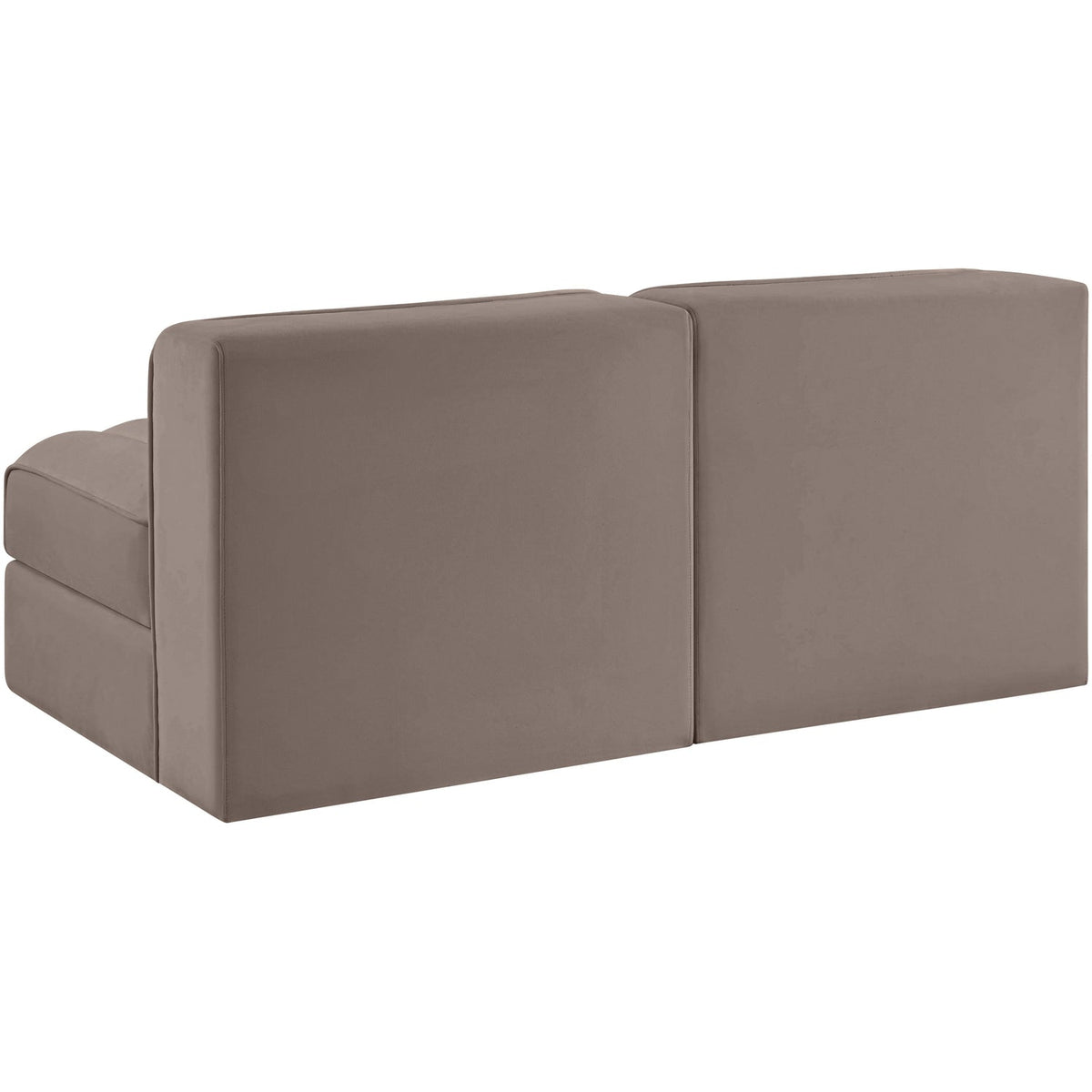 Rummi Taupe Velvet Performance Fabric Upholstered 2 Piece Modular Loveseat