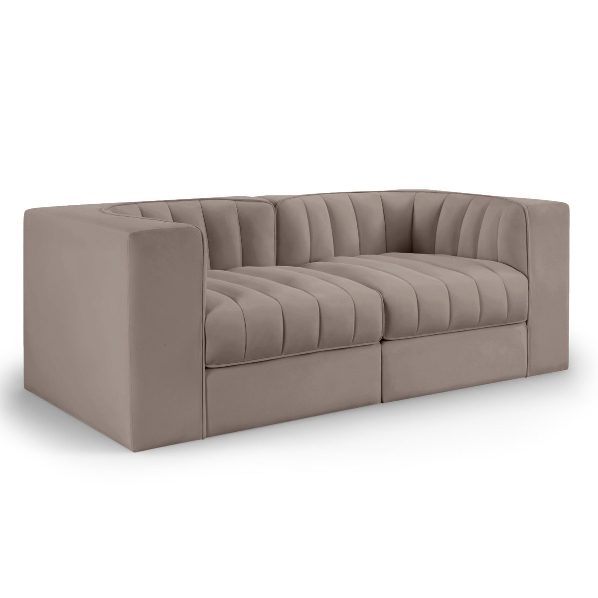 Rummi Taupe Velvet Performance Fabric Upholstered 2pc. Modular Loveseat in Taupe velvet, 68"W, primary product view