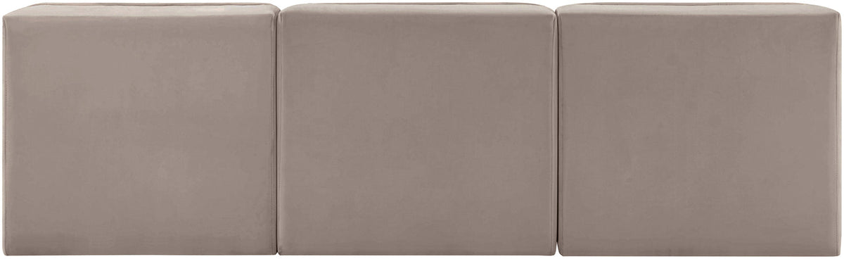 Rummi Taupe Velvet Performance Fabric Upholstered 3 Piece Modular Sofa