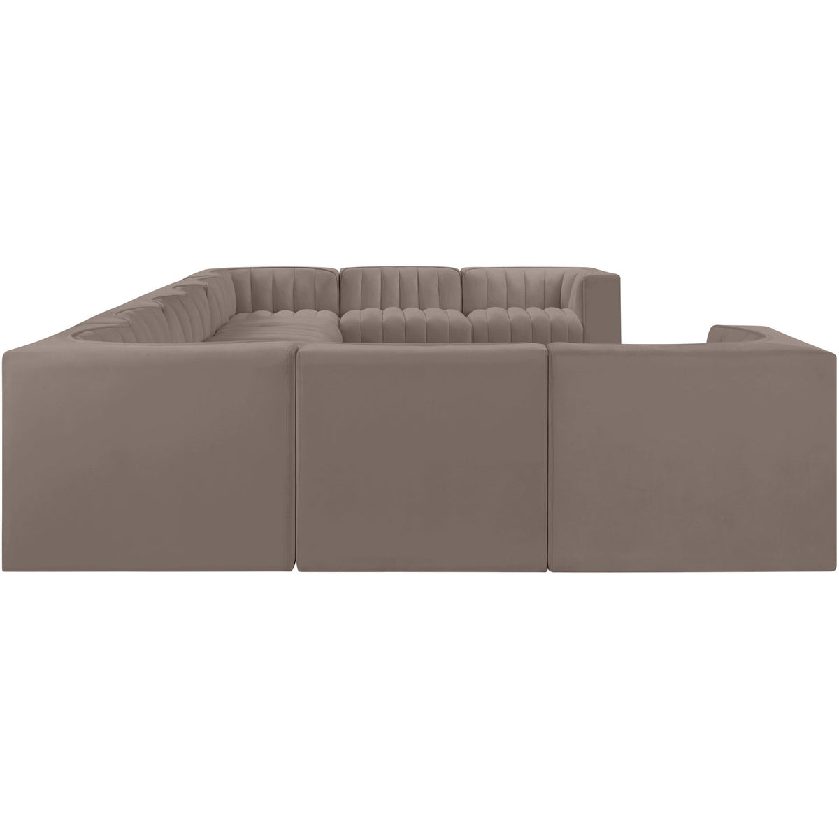 Rummi Taupe Velvet Performance Fabric Upholstered 10 Piece Modular Sectional Sofa