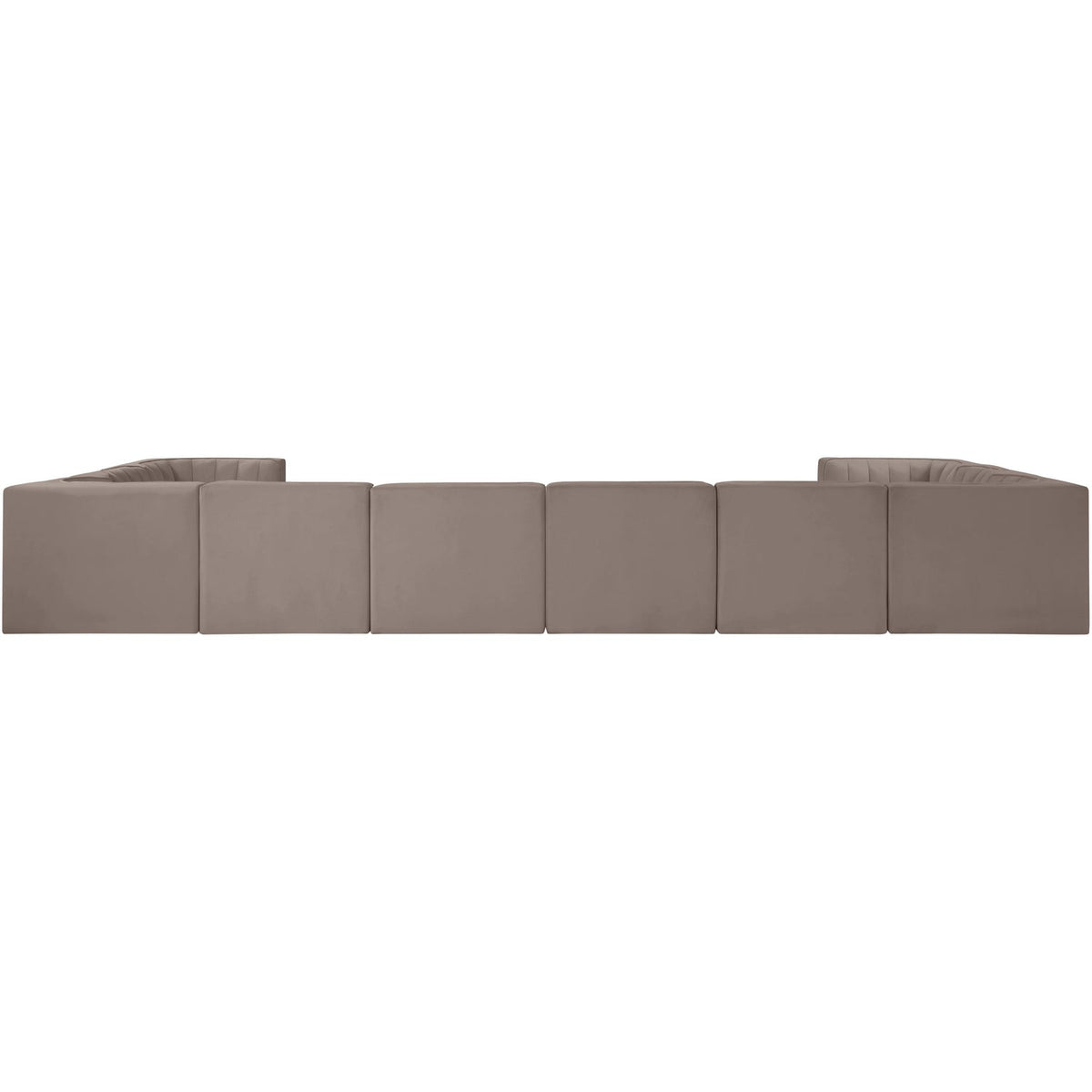 Rummi Taupe Velvet Performance Fabric Upholstered 10 Piece Modular Sectional Sofa