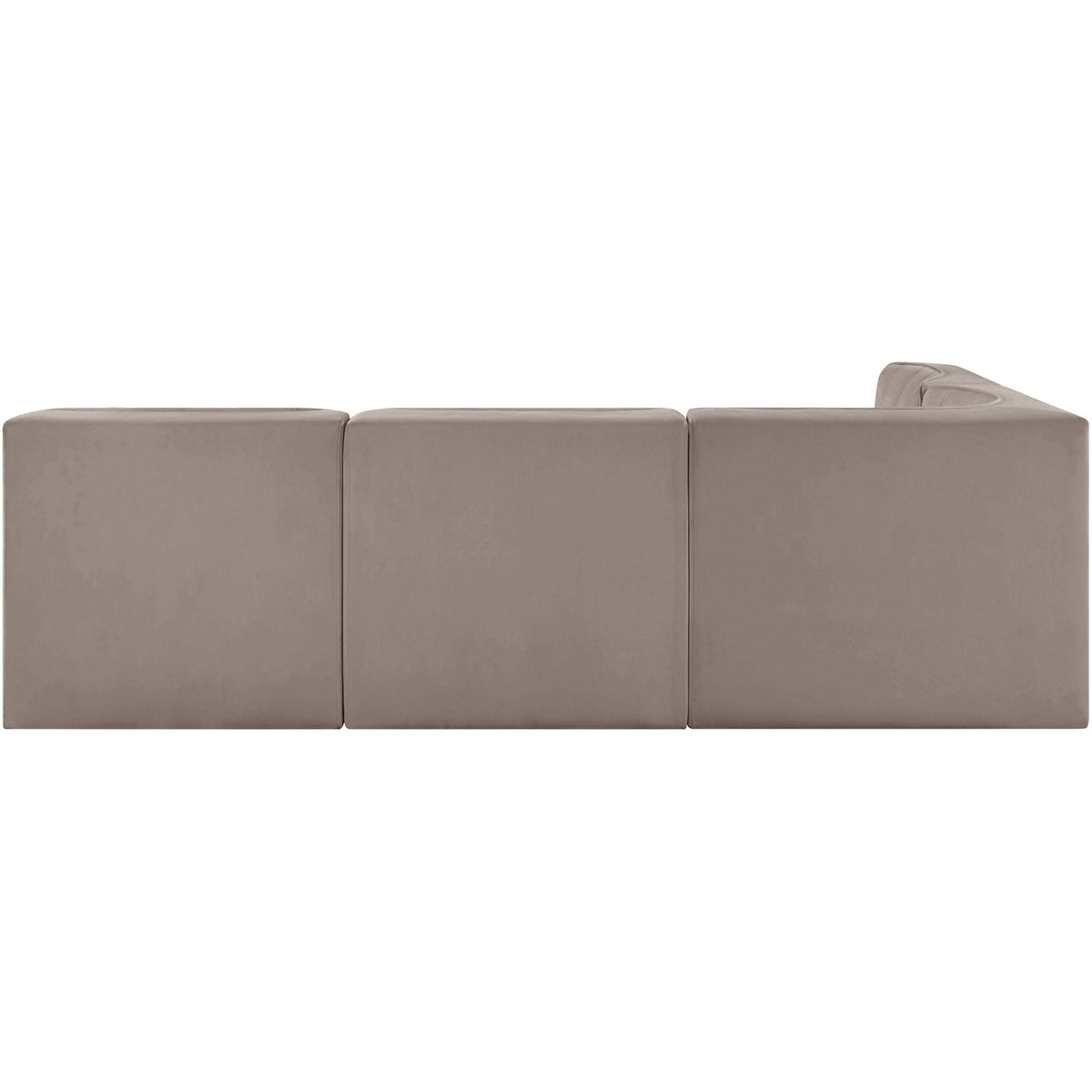 Rummi Taupe Velvet Performance Fabric Upholstered 4 Piece Modular Sectional Sofa